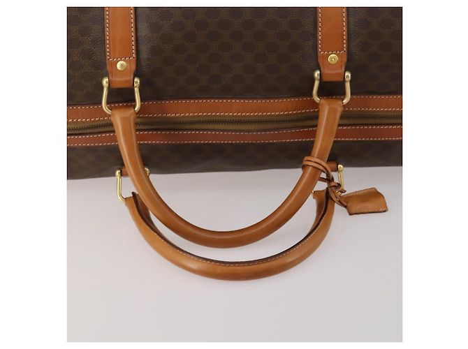 Céline Borsa Boston CELINE Macadam Canvas PVC Leather Brown Gold Auth 197871 Marrone D'oro - vista 7