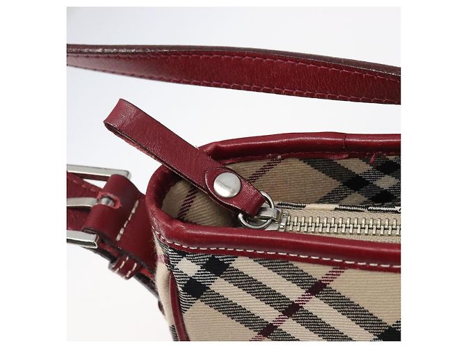 Borsa a tracolla BURBERRY Nova Check Blue Label in tela beige e argento Auth 199428 - vista 15