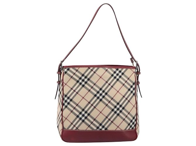 Borsa a tracolla BURBERRY Nova Check Blue Label in tela beige e argento Auth 199428 - vista 2