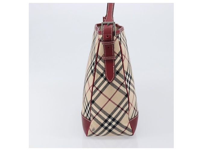 Borsa a tracolla BURBERRY Nova Check Blue Label in tela beige e argento Auth 199428 - vista 4
