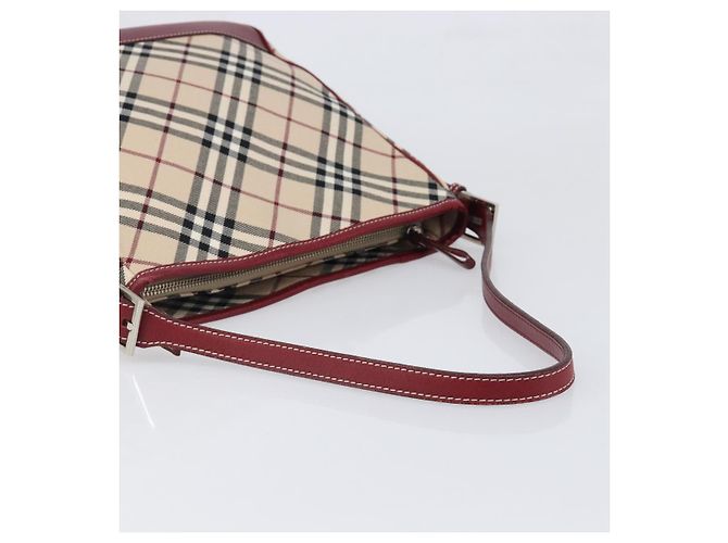 Borsa a tracolla BURBERRY Nova Check Blue Label in tela beige e argento Auth 199428 - vista 7