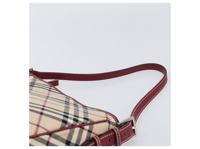 Borsa a tracolla BURBERRY Nova Check Blue Label in tela beige e argento Auth 199428 - vista 8