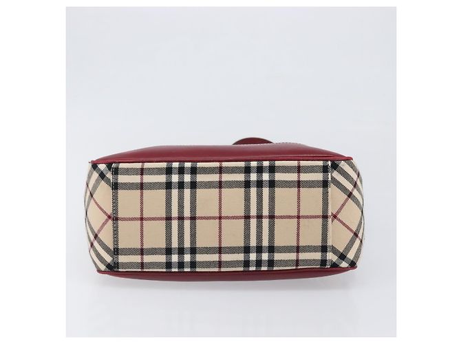 Borsa a tracolla BURBERRY Nova Check Blue Label in tela beige e argento Auth 199428 - vista 9