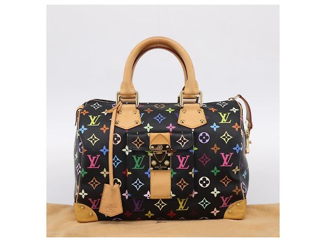 LOUIS VUITTON Monogram Multicolor Speedy 30 Hand Bag Black M92642 Auth 200842SAV Nero - vista 12