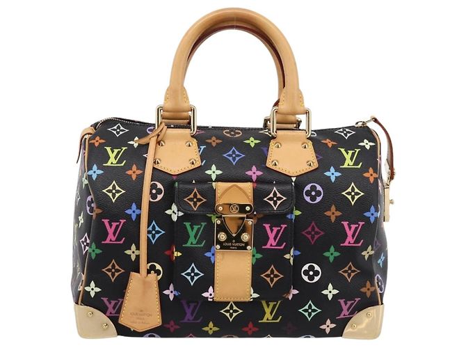 LOUIS VUITTON Monogram Multicolor Speedy 30 Hand Bag Black M92642 Auth 200842SAV Nero - vista 13
