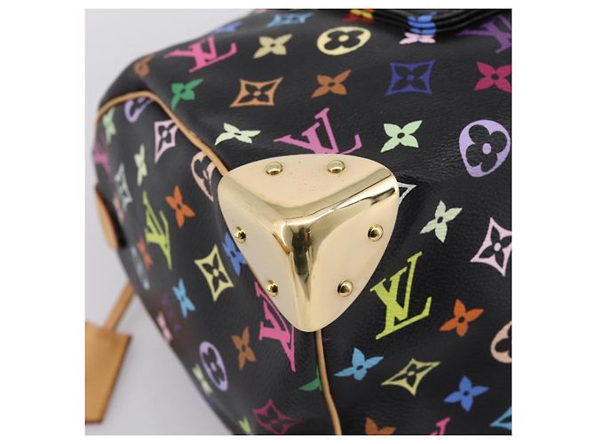 LOUIS VUITTON Monogram Multicolor Speedy 30 Hand Bag Black M92642 Auth 200842SAV Nero - vista 15