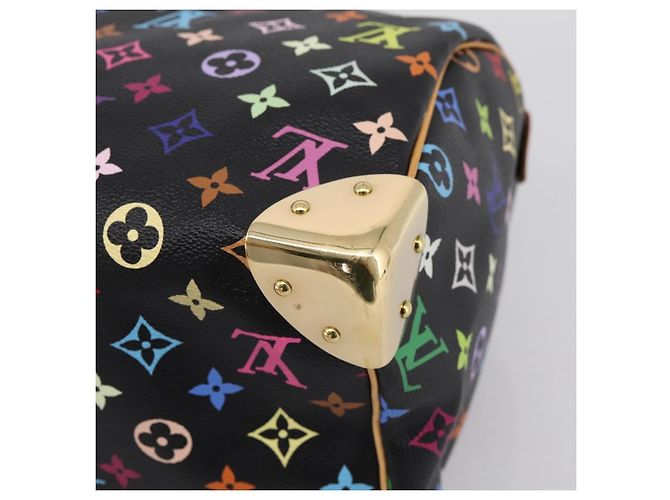 LOUIS VUITTON Monogram Multicolor Speedy 30 Hand Bag Black M92642 Auth 200842SAV Nero - vista 16