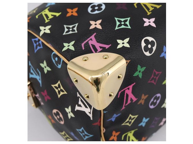 LOUIS VUITTON Monogram Multicolor Speedy 30 Hand Bag Black M92642 Auth 200842SAV Nero - vista 17