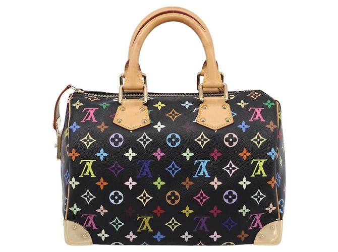 LOUIS VUITTON Monogram Multicolor Speedy 30 Hand Bag Black M92642 Auth 200842SAV Nero - vista 2