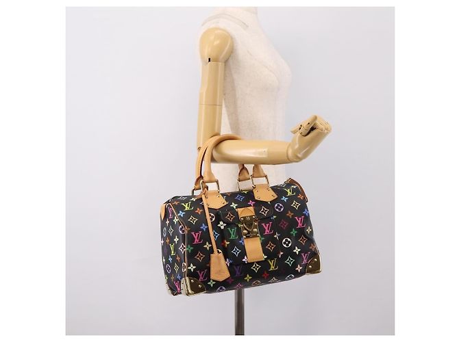 LOUIS VUITTON Monogram Multicolor Speedy 30 Hand Bag Black M92642 Auth 200842SAV Nero - vista 25
