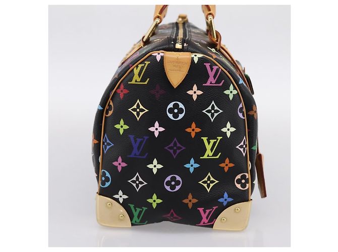 LOUIS VUITTON Monogram Multicolor Speedy 30 Hand Bag Black M92642 Auth 200842SAV Nero - vista 3