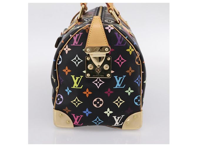 LOUIS VUITTON Monogram Multicolor Speedy 30 Hand Bag Black M92642 Auth 200842SAV Nero - vista 4