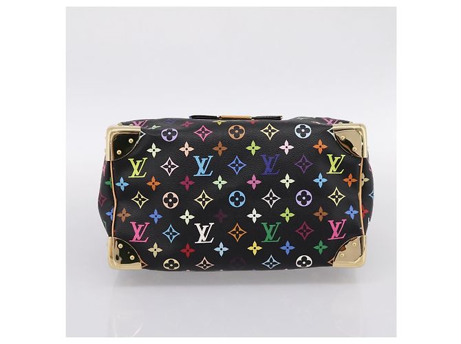 LOUIS VUITTON Monogram Multicolor Speedy 30 Hand Bag Black M92642 Auth 200842SAV Nero - vista 5