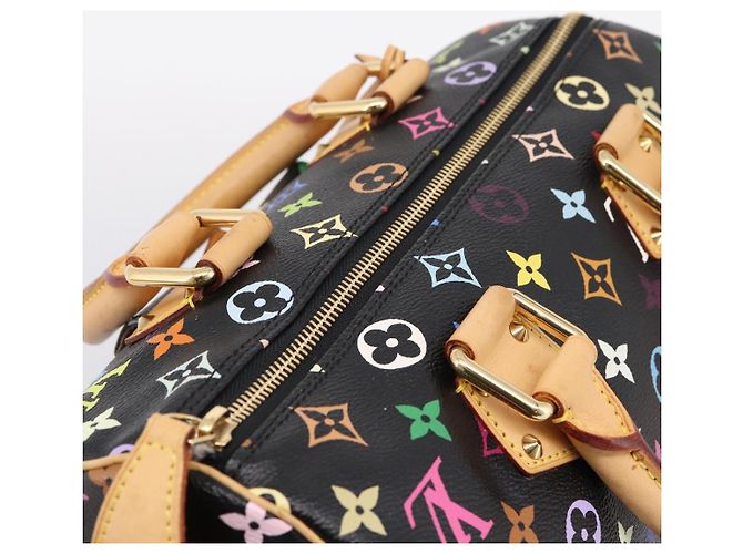 LOUIS VUITTON Monogram Multicolor Speedy 30 Hand Bag Black M92642 Auth 200842SAV Nero - vista 6