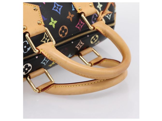 LOUIS VUITTON Monogram Multicolor Speedy 30 Hand Bag Black M92642 Auth 200842SAV Nero - vista 7