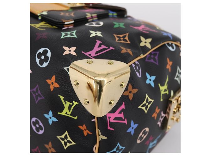 LOUIS VUITTON Monogram Multicolor Speedy 30 Hand Bag Black M92642 Auth 200842SAV Nero - vista 8