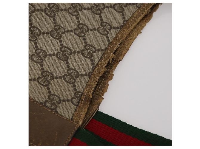 Borsa a mano GUCCI GG Canvas GG Supreme Web Sherry Line PVC Set di 3 Beige Auth 196165 - vista 14