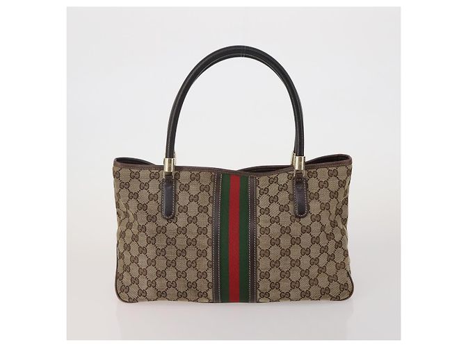 Borsa a mano GUCCI GG Canvas GG Supreme Web Sherry Line PVC Set di 3 Beige Auth 196165 - vista 2
