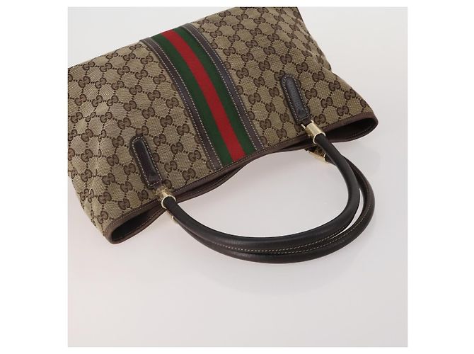 Borsa a mano GUCCI GG Canvas GG Supreme Web Sherry Line PVC Set di 3 Beige Auth 196165 - vista 5