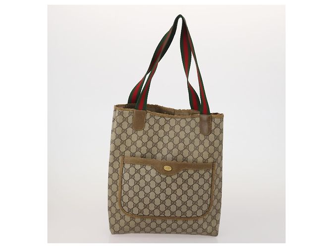 Borsa a mano GUCCI GG Canvas GG Supreme Web Sherry Line PVC Set di 3 Beige Auth 196165 - vista 9