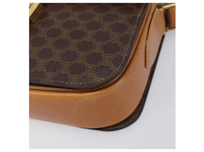 Céline Borsa a tracolla CELINE Macadam Horse Carriage PVC Marrone Tono Oro Auth 202089A - vista 10