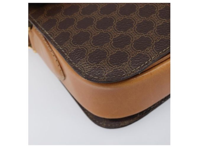 Céline Borsa a tracolla CELINE Macadam Horse Carriage PVC Marrone Tono Oro Auth 202089A - vista 11