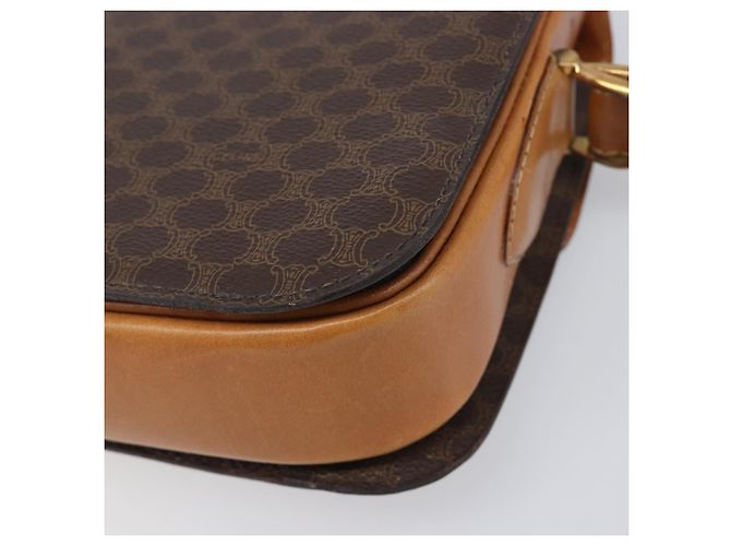 Céline Borsa a tracolla CELINE Macadam Horse Carriage PVC Marrone Tono Oro Auth 202089A - vista 12