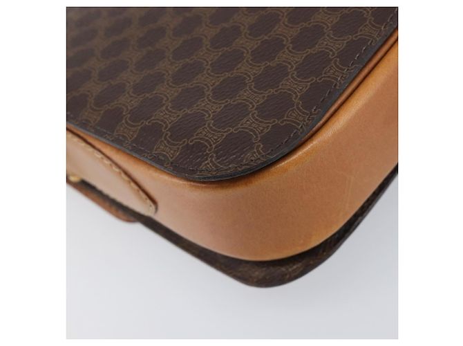 Céline Borsa a tracolla CELINE Macadam Horse Carriage PVC Marrone Tono Oro Auth 202089A - vista 13