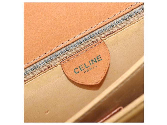 Céline Borsa a tracolla CELINE Macadam Horse Carriage PVC Marrone Tono Oro Auth 202089A - vista 16