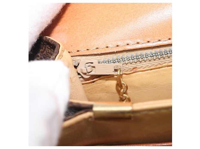 Céline Borsa a tracolla CELINE Macadam Horse Carriage PVC Marrone Tono Oro Auth 202089A - vista 21