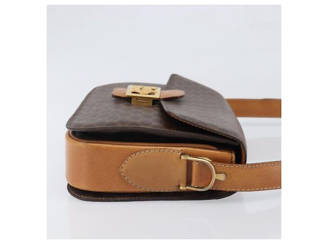 Céline Borsa a tracolla CELINE Macadam Horse Carriage PVC Marrone Tono Oro Auth 202089A - vista 4