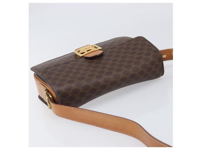 Céline Borsa a tracolla CELINE Macadam Horse Carriage PVC Marrone Tono Oro Auth 202089A - vista 6