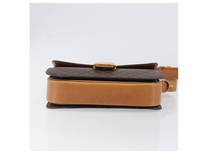 Céline Borsa a tracolla CELINE Macadam Horse Carriage PVC Marrone Tono Oro Auth 202089A - vista 9