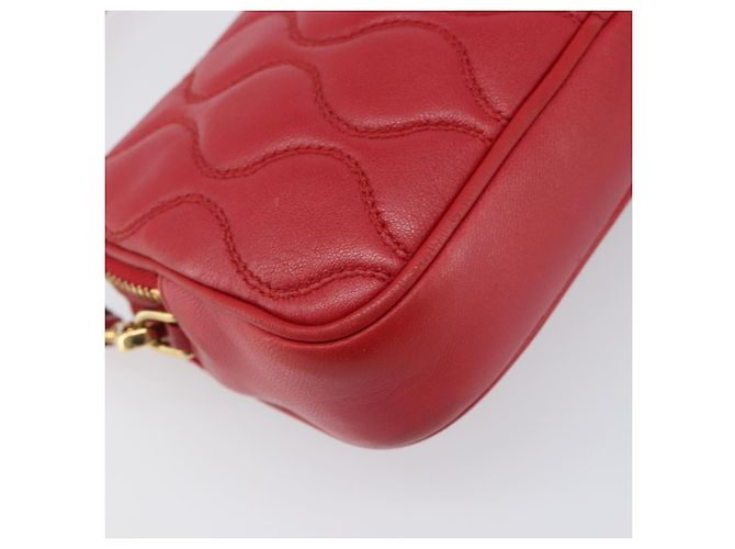 Pouch Miu Miu in pelle rossa tono oro Auth 200834V Rosso - vista 13
