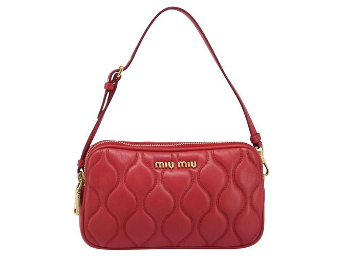 Pouch Miu Miu in pelle rossa tono oro Auth 200834V Rosso - vista 2