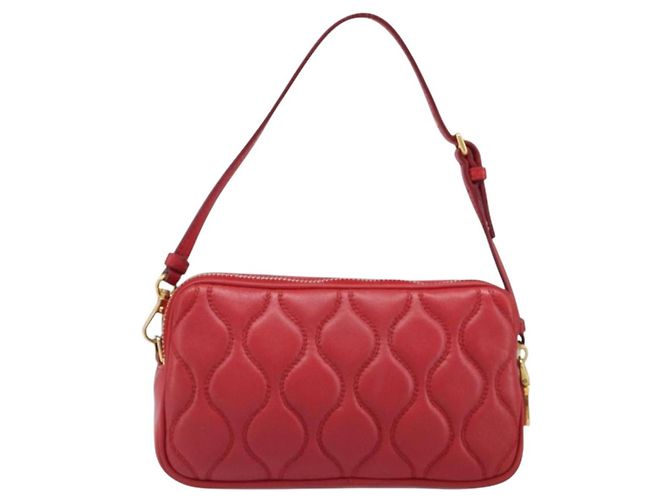 Pouch Miu Miu in pelle rossa tono oro Auth 200834V Rosso - vista 3