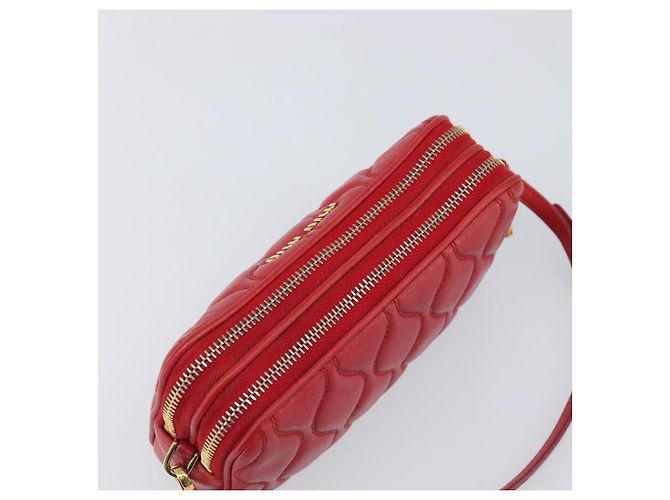 Pouch Miu Miu in pelle rossa tono oro Auth 200834V Rosso - vista 6