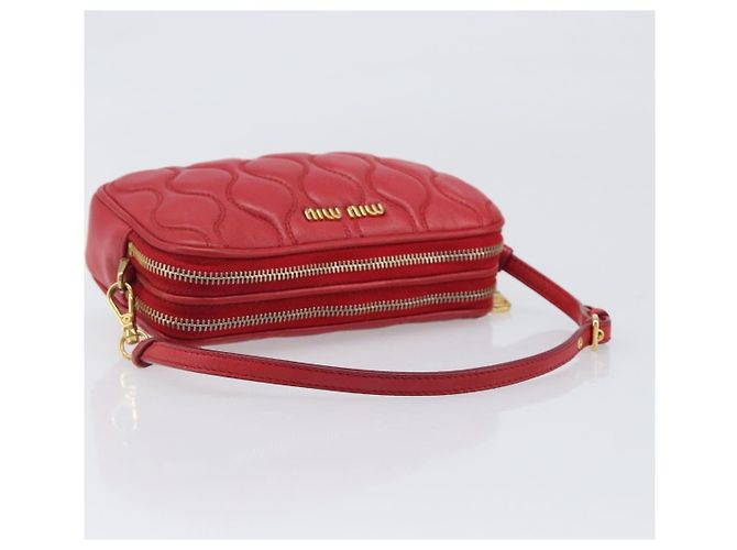 Pouch Miu Miu in pelle rossa tono oro Auth 200834V Rosso - vista 7