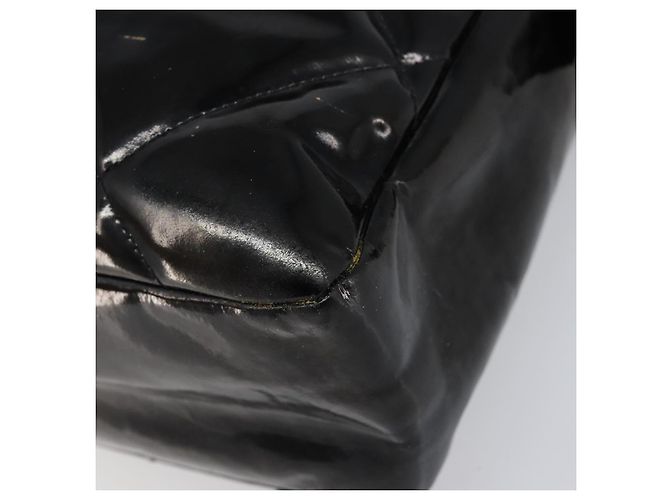 Borsa a tracolla CHANEL Matelasse Pelle verniciata Nero Argento CC Auth bs36946 - vista 10