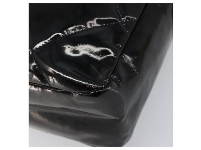 Borsa a tracolla CHANEL Matelasse Pelle verniciata Nero Argento CC Auth bs36946 - vista 12