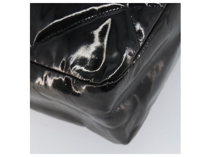 Borsa a tracolla CHANEL Matelasse Pelle verniciata Nero Argento CC Auth bs36946 - vista 13