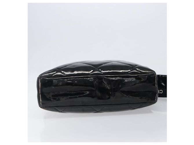 Borsa a tracolla CHANEL Matelasse Pelle verniciata Nero Argento CC Auth bs36946 - vista 9