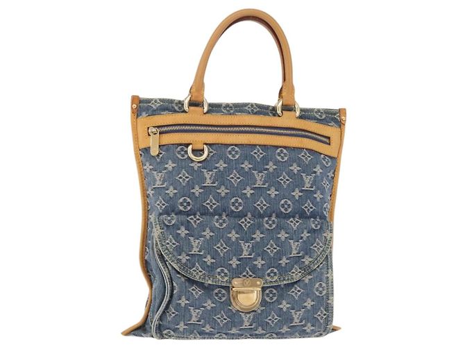 LOUIS VUITTON Monogram Denim Flat shopper Tote Bag Blue M95018 LV Auth 197248V - vista 13