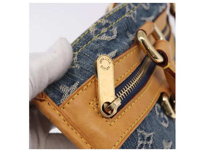 LOUIS VUITTON Monogram Denim Flat shopper Tote Bag Blue M95018 LV Auth 197248V - vista 17