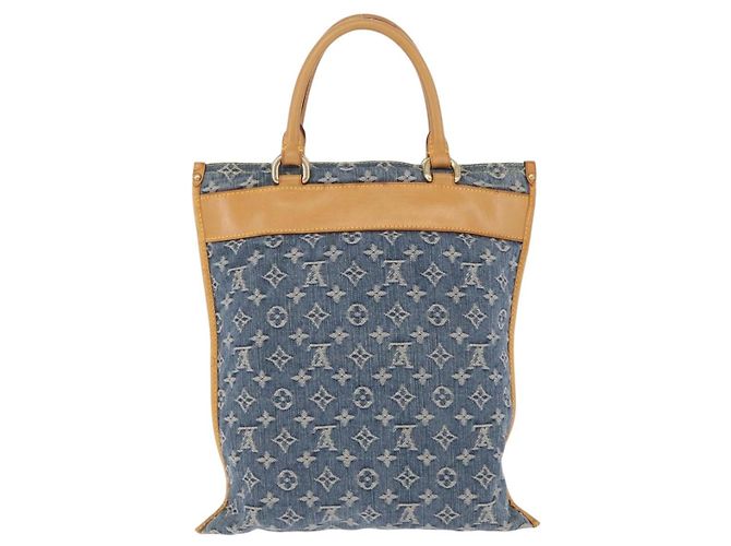 LOUIS VUITTON Monogram Denim Flat shopper Tote Bag Blue M95018 LV Auth 197248V - vista 2
