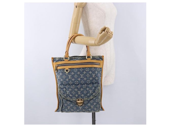 LOUIS VUITTON Monogram Denim Flat shopper Tote Bag Blue M95018 LV Auth 197248V - vista 25