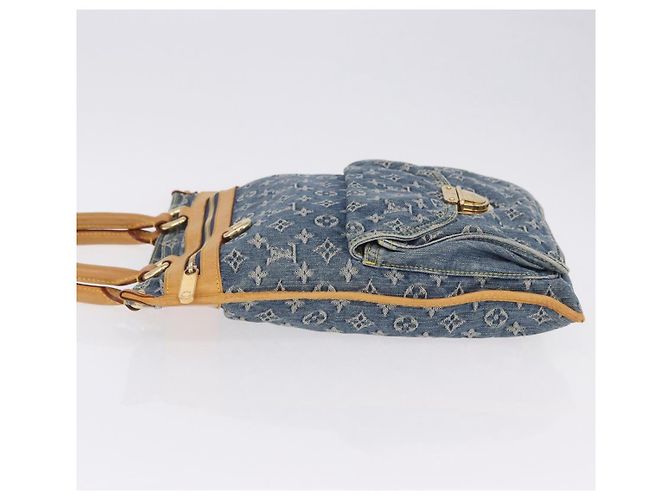 LOUIS VUITTON Monogram Denim Flat shopper Tote Bag Blue M95018 LV Auth 197248V - vista 4