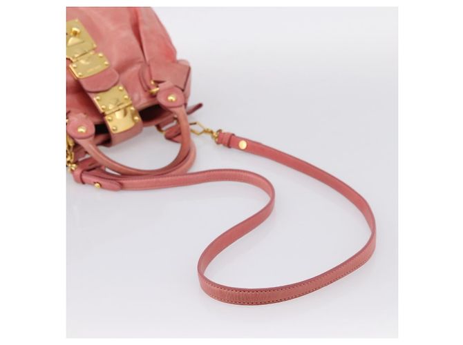 Borsa a mano Miu Miu Vitellolux in pelle 2way Rosa Tono Oro Auth 202077V - vista 10