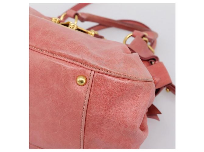 Borsa a mano Miu Miu Vitellolux in pelle 2way Rosa Tono Oro Auth 202077V - vista 13