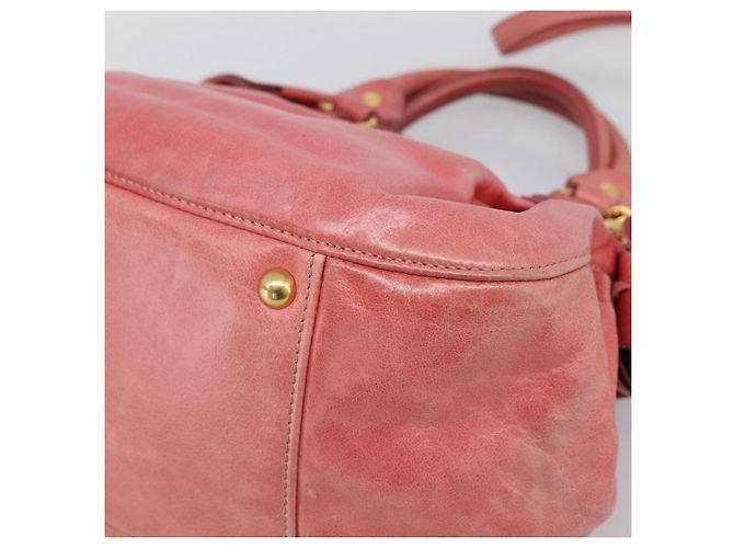 Borsa a mano Miu Miu Vitellolux in pelle 2way Rosa Tono Oro Auth 202077V - vista 15